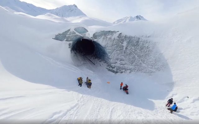 A Drone Flying Through Nelchina Glacier.