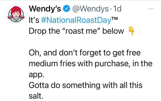 Wendy’s Is The King Of Nation Roast Day!